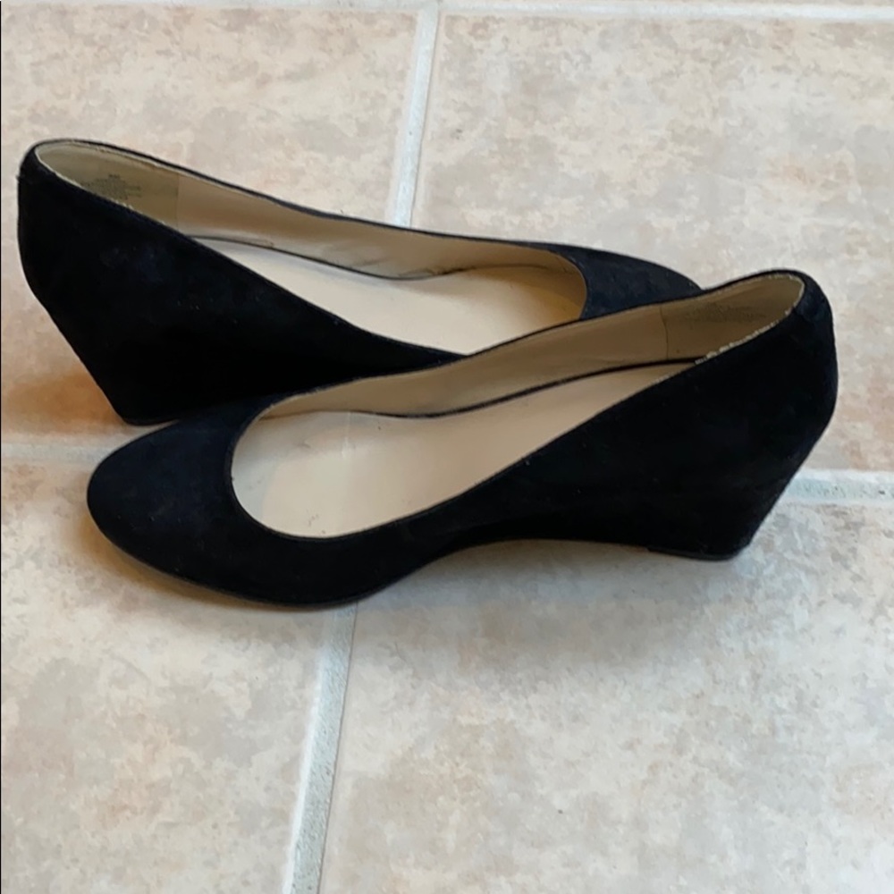 Black suede wedges